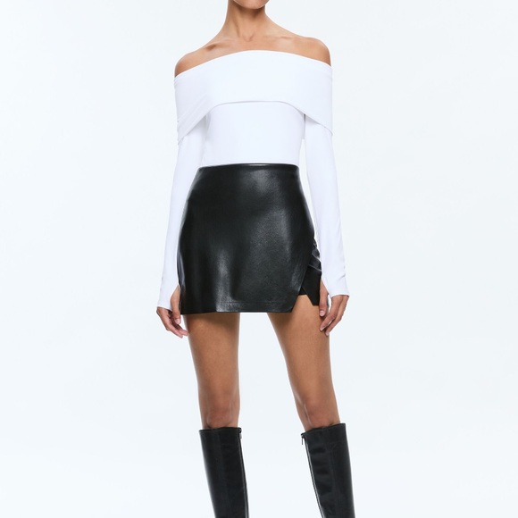 Alice + Olivia Dresses & Skirts - ALICE + OLIVIA Siobhan Vegan Faux Leather Wrap Mini in Black size 12 $250 MSRP